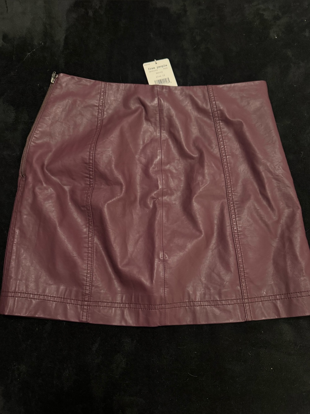 Free People Faux Leather Mini Skirt in Berry Size 12 NWT!